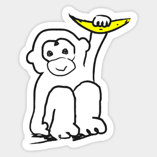 A cute little monkey with a banana in his hand! Sticker